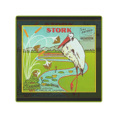 Stork Oranges packing label Metal Print