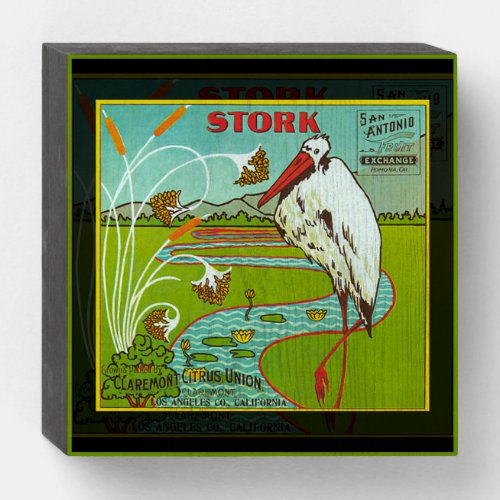 Stork Oranges packing label Wooden Box Sign