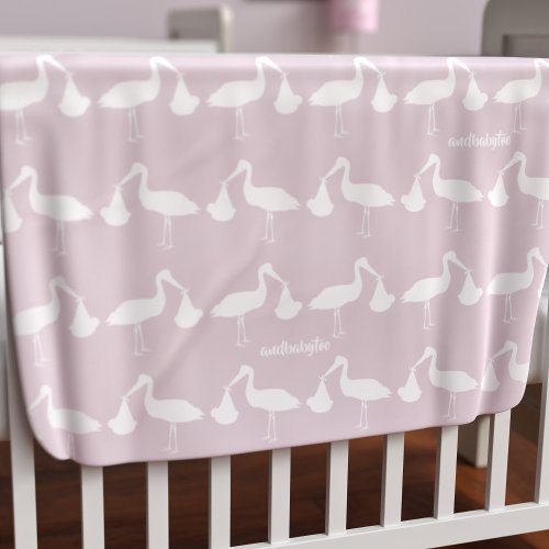 Stork Pattern Girly Pink Custom Baby Blanket