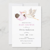 Stork Pink Baby Shower Invitation (Front)