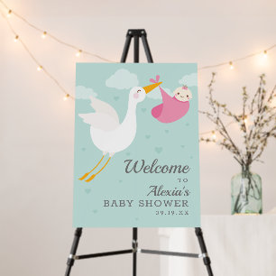 Stork Pink Bundle Girl Baby Shower Welcome Foam Board