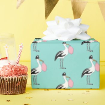 Stork Special Delivery Baby Reveal Party Blue Pink Wrapping Paper by Ohhhhilovethat at Zazzle