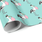 Stork Special Delivery Baby Reveal Party Blue Pink Wrapping Paper (Roll Corner)