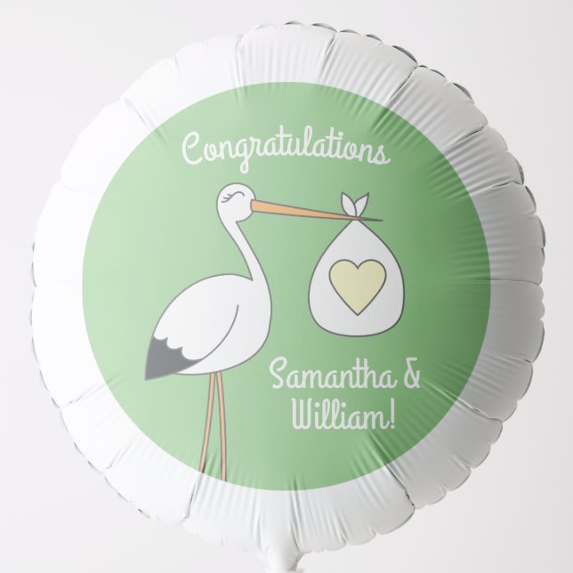 Stork Spring Baby Shower  Balloon (Front)