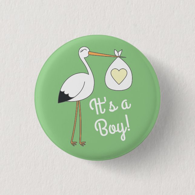 Stork Spring Baby Shower  Button (Front)