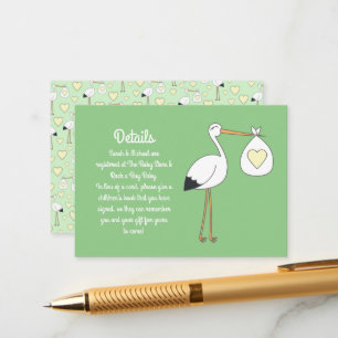 Stork Spring Baby Shower  Enclosure Card