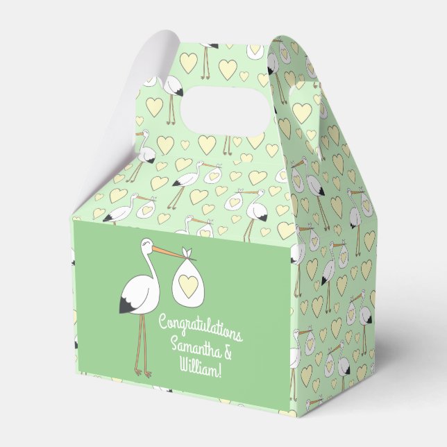 Stork Spring Baby Shower  Favor Boxes (Front Side)