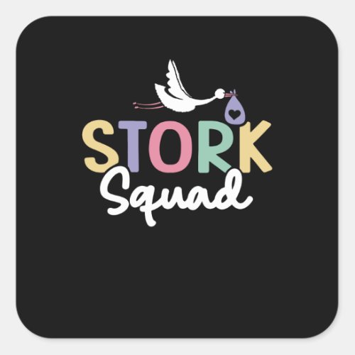 Stork Squad Rainbow Square Sticker