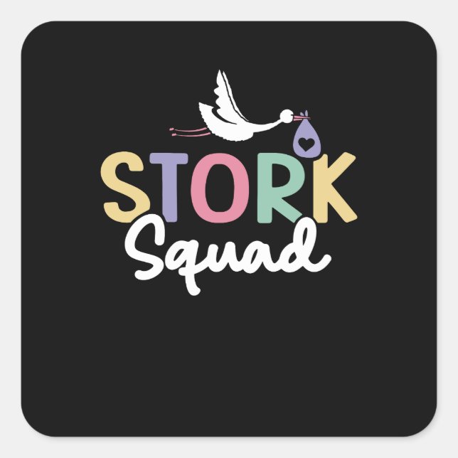 Stork Squad Rainbow Square Sticker (Front)