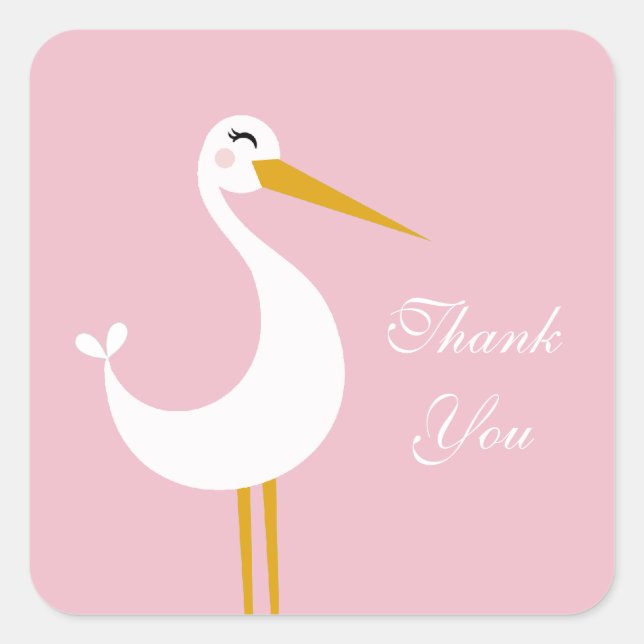 Stork Thank You Square Sticker (Front)