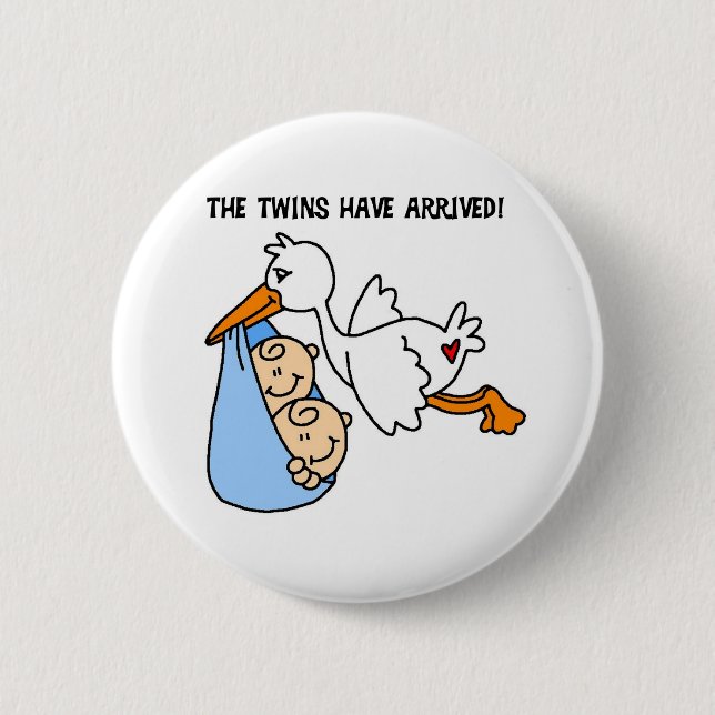 Stork Twin Arrival Pinback Button (Front)