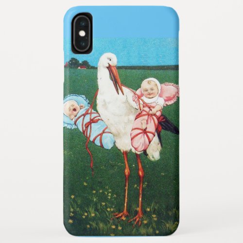 STORK TWIN BABY SHOWER Pink Teal Blue iPhone XS Max Case