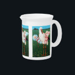 STORK TWIN BABY SHOWER, Pink ,Teal Blue Drink Pitcher<br><div class="desc">Elegant,  funny , vibrant design for twin baby boy and baby girl with a fancy stork in the green field , nature under the blue sky , re-elaborated from vintage.</div>