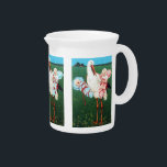 STORK TWIN BABY SHOWER, Pink ,Teal Blue Drink Pitcher<br><div class="desc">Elegant,  funny , vibrant design for twin baby boy and baby girl with a fancy stork in the green field , nature under the blue sky , re-elaborated from vintage.</div>