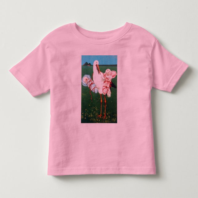 STORK TWIN BABY SHOWER, Pink ,Teal Blue Toddler T-shirt (Front)