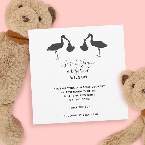 Stork Twins Pregnancy Announcement Cards