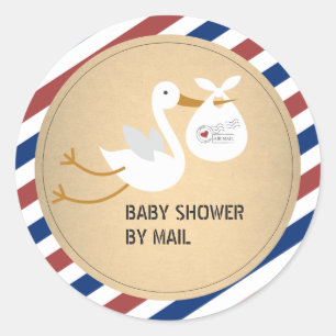 Stork Unisex Baby Shower By Mail Classic Round Sticker