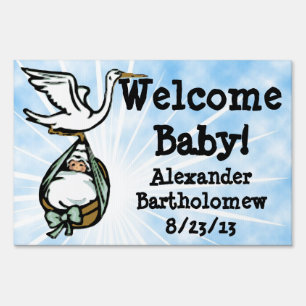 Stork Welcome Baby Custom Yard Sign