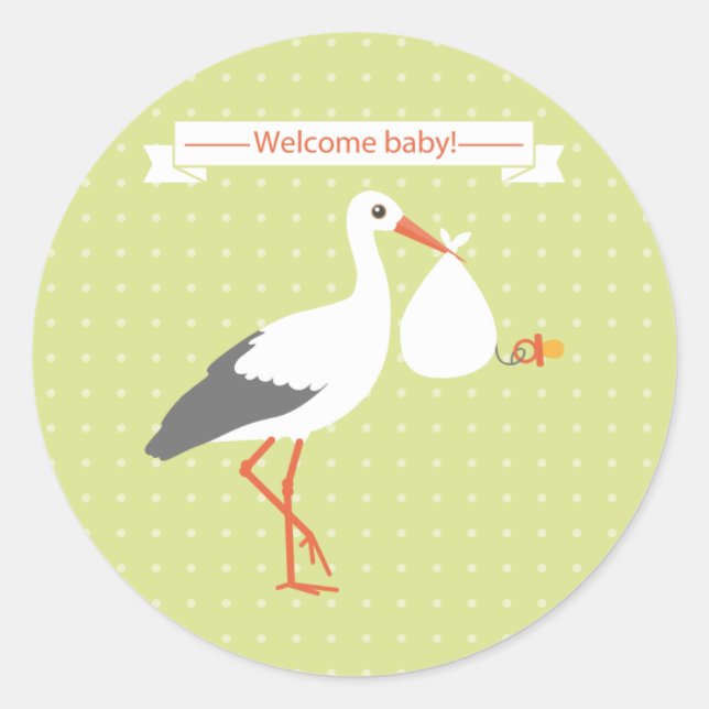 Stork Welcome baby Sticker (Front)
