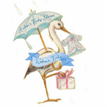 Stork Wildflower Ribbon and Bow Decoration  Cutout<br><div class="desc">This baby shower photo sculpture is very versatile. The larger size can become a lovely table centerpiece and after the shower a special keepsake for the nursery. The smallest size is perfect for a cake topper that can also become a keepsake to remember this beautiful day. This acrylic cutout features...</div>