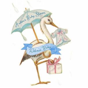 Stork Wildflower Ribbon and Bow Decoration Cutout