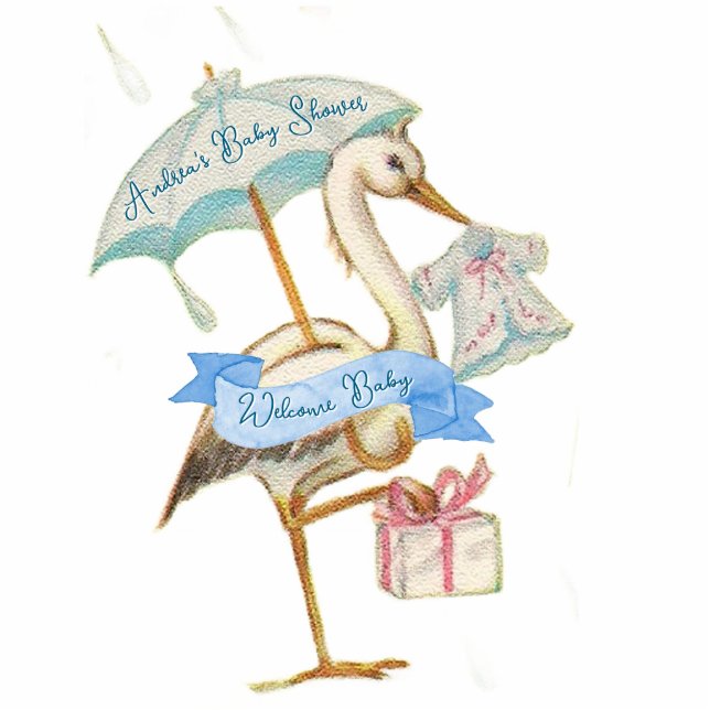 Stork Wildflower Ribbon and Bow Decoration  Cutout (Front)