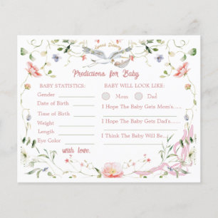 Stork Wildflower Ribbon Baby Shower Predictions
