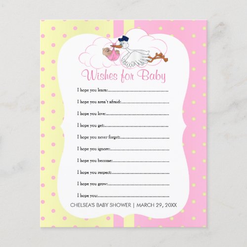 Stork with a Baby Girl Shower _ Wishes