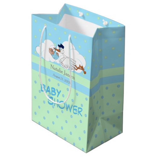 Stork with a Cute Little Baby Boy Medium Gift Bag