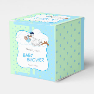Stork with a Cute Little Baby Boy - Thank You Favor Boxes