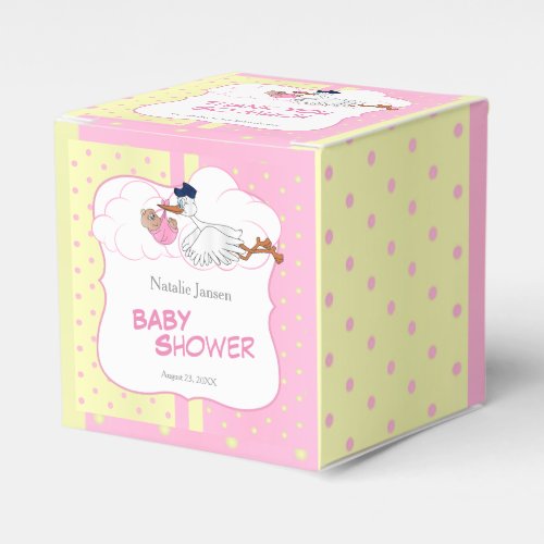 Stork with a Cute Little Baby Girl _ Thank You Favor Boxes