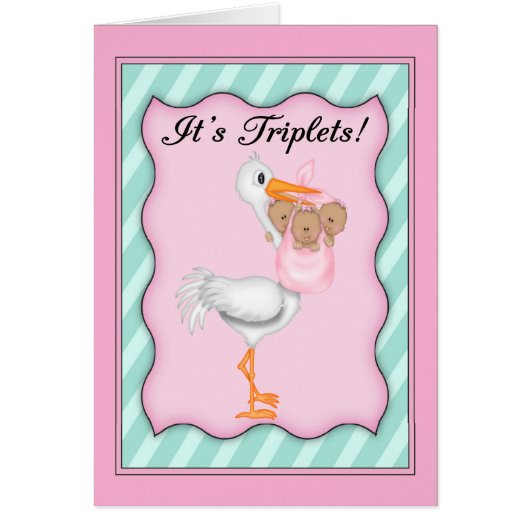 Stork with African American Girl Triplets (Front)