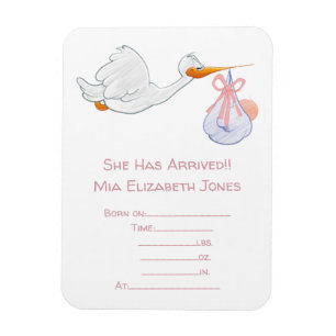 Stork With Baby Announcement Magnet