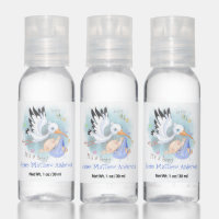 Stork with Baby Boy Baby Shower Favors Hand Sanitizer