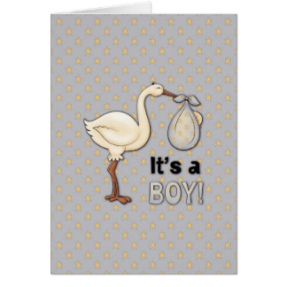 Stork with baby Boy Cards