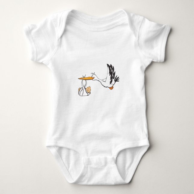 Stork with Baby - Gift for Parents to be Baby Bodysuit (Front)