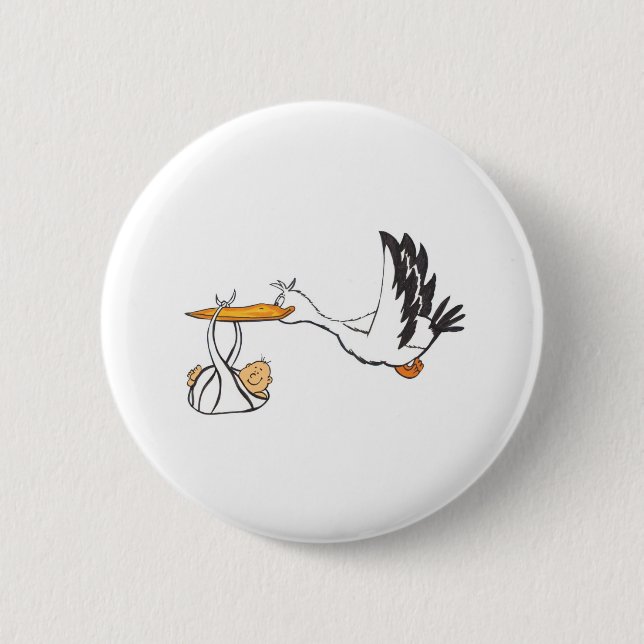 Stork with Baby - Gift for Parents to be Pinback Button (Front)
