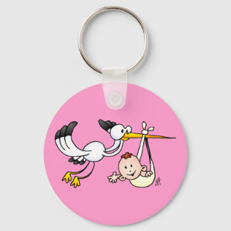 Stork with baby keychain