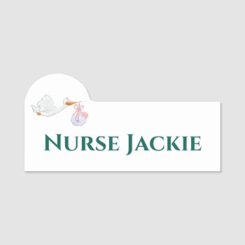 Stork With Baby Name Tag by janislil at Zazzle