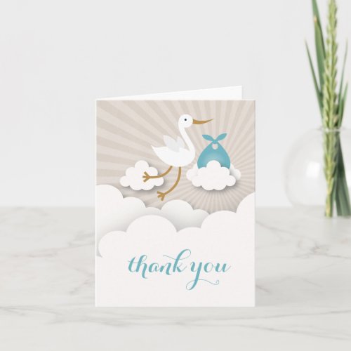 Stork With Blue Bundle Baby Shower Thank You