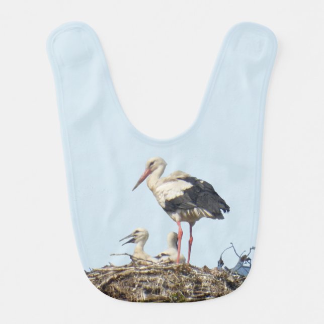 Stork with Young Baby Bib (Front)