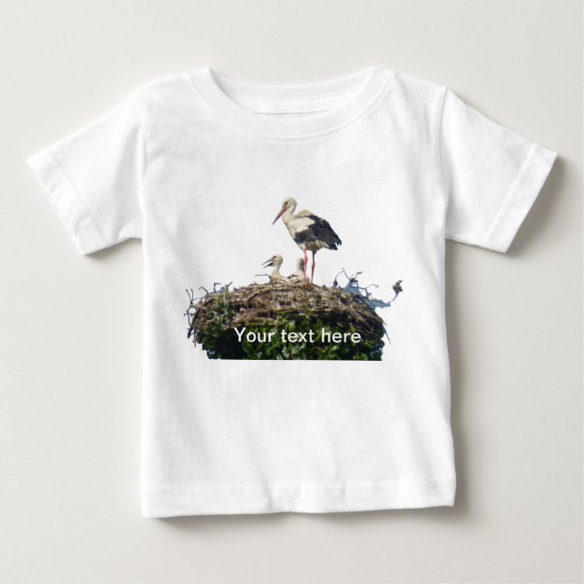 Stork with Young Baby T-Shirt (Front)