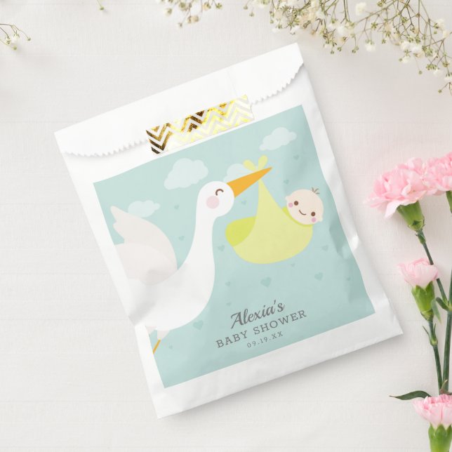 Stork Yellow Bundle Unisex Baby Shower Favor Bag (Sealed)