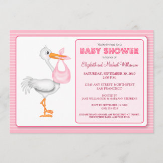 Stork's Arrival Baby Shower Invitation (pink)