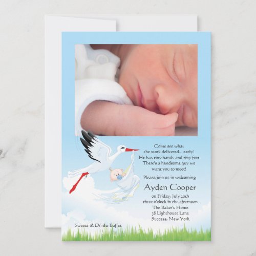 Storks Early Delivery Photo Post Baby Shower Invitation