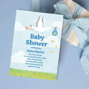 Storks & Stars Baby Shower Invitation