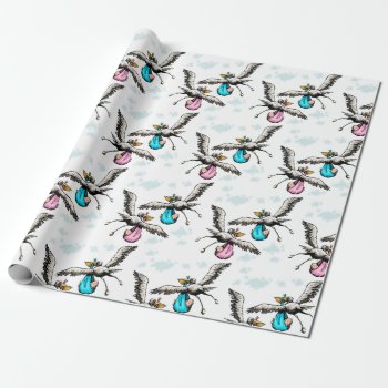 Storks Wrapping Paper (pink & Blue) by timfoleyillo at Zazzle