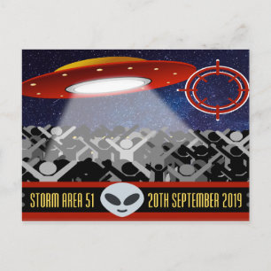 Storm Area 51 popular meme humor postcard