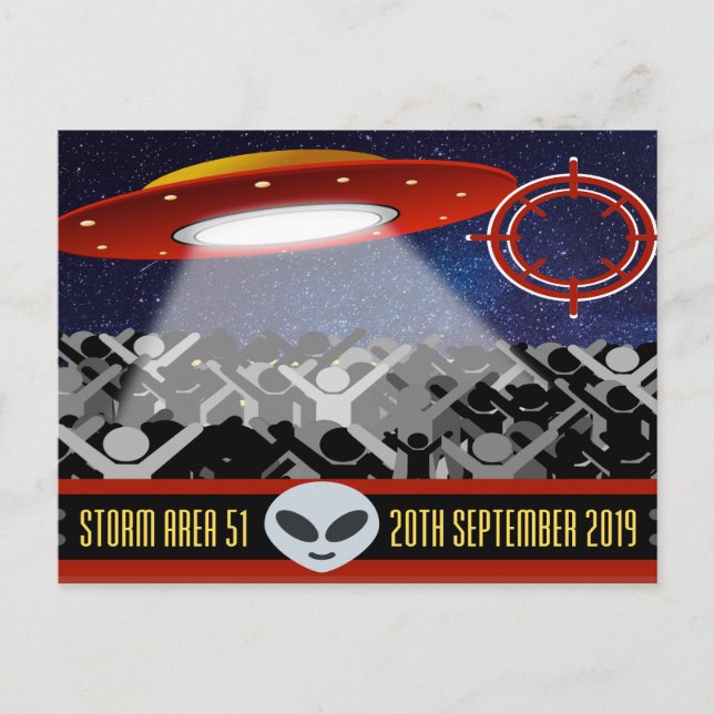 Storm Area 51 popular meme humor postcard (Front)