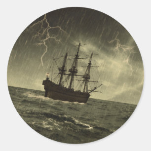 Storm at Sea Classic Round Sticker